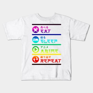 EAT SLEEP ANIME REPEAT Kids T-Shirt